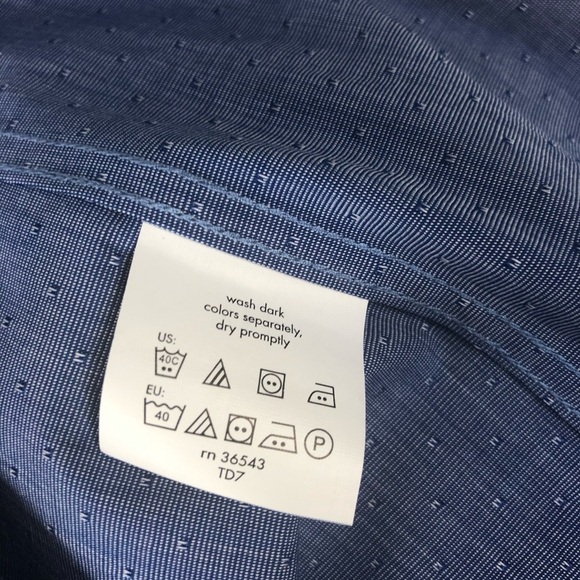 Calvin Klein Slim Fit Men Blue Long Shirt Size 16 - Picture 13 of 14